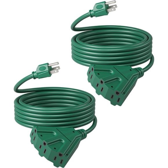 15 FT Outdoor Extension Cord for Christmas, Weatherproof 16/3 SJTW Power Cable - Picture 1 of 7